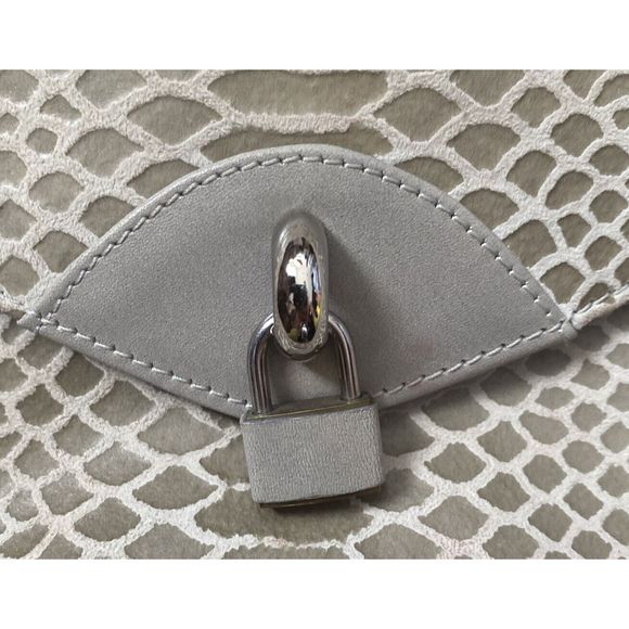 Vintage Due Fratelli Gray Leather Snakeskin Pattern Crossbody Bag Made Canada - Picture 3 of 10